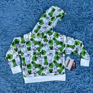 Minecraft Hooded Sweatshirt Size 3T Boys Green White Gaming